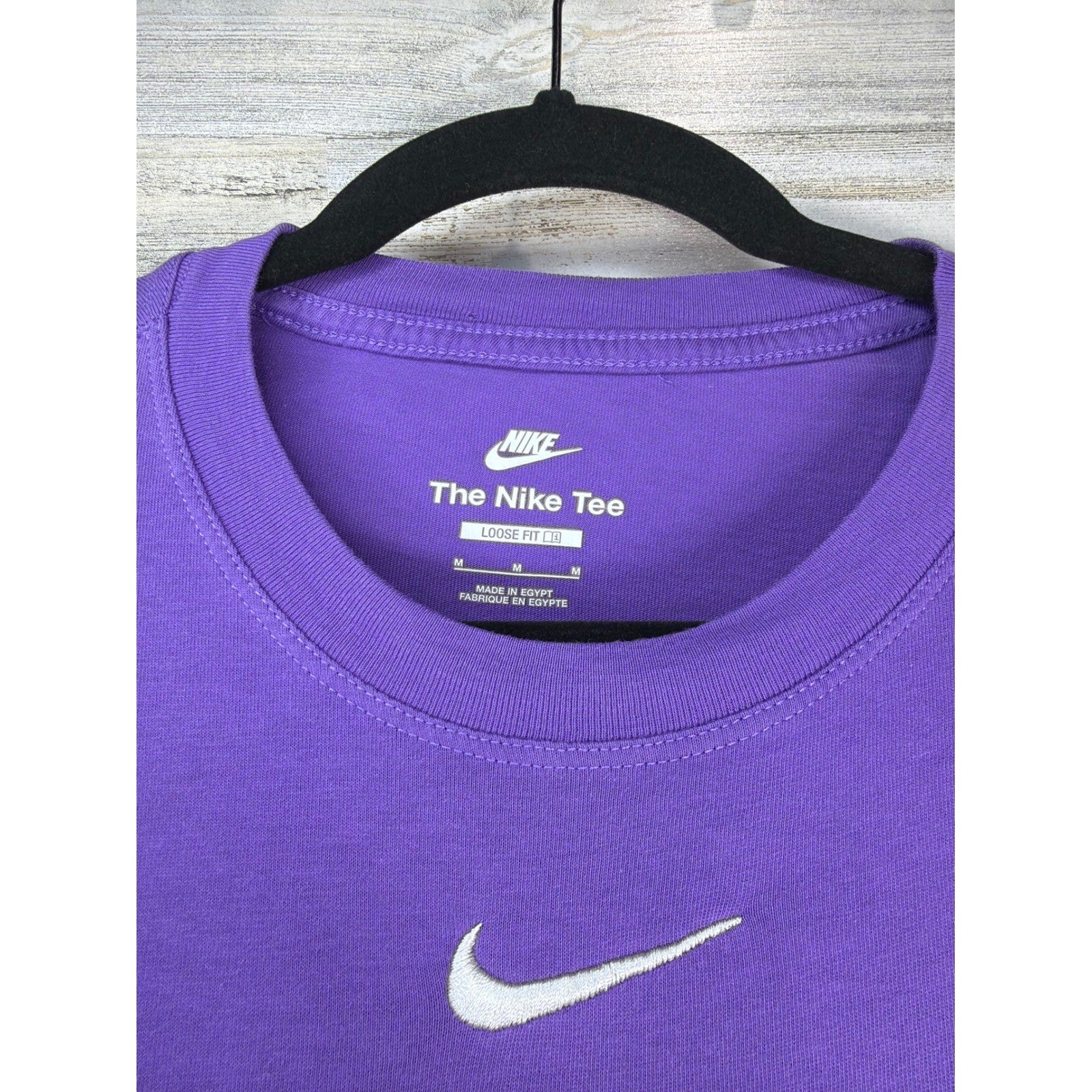 Nike Long Sleeve Tee Women Medium Purple Swoosh Loose Fit Athleisure EUC1
