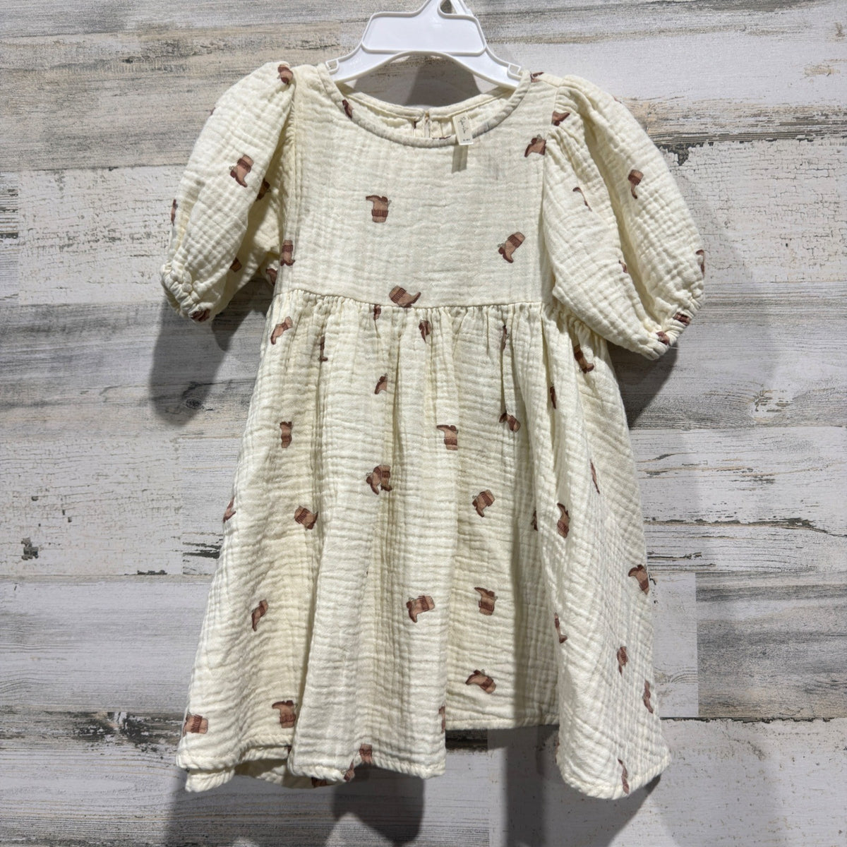 Rylee + Cru Cowboy Boot Dress Girls 2-3Y Cream Cotton Gauze Western Boho EUC0
