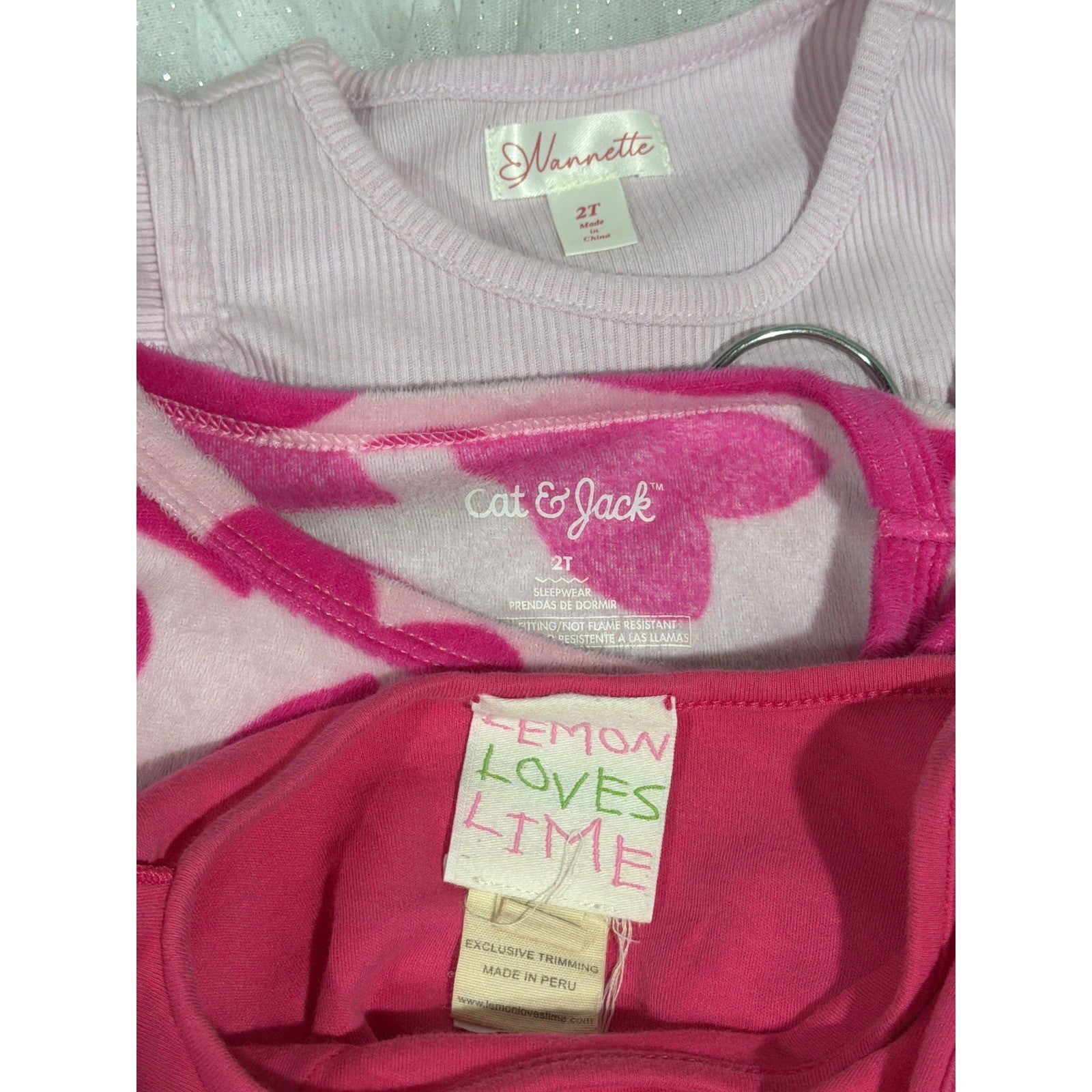 Nannette Lemon Loves Lime Cat & Jack Girls 2T Pink Bundle Butterfly Heart EUC5