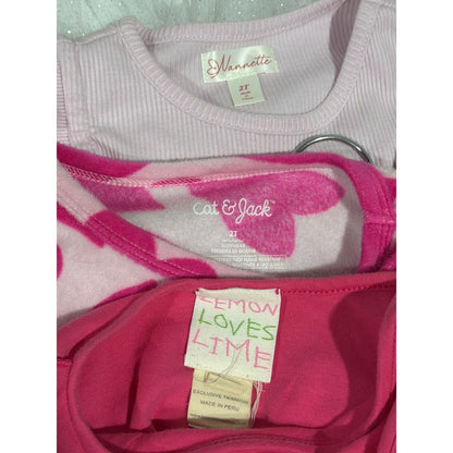 Nannette Lemon Loves Lime Cat & Jack Girls 2T Pink Bundle Butterfly Heart EUC5