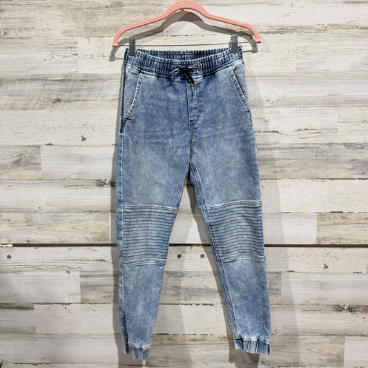 H&M Moto Jogger Denim Pants Kids 12-13Y Blue Acid Wash Cotton Blend Streetwear0