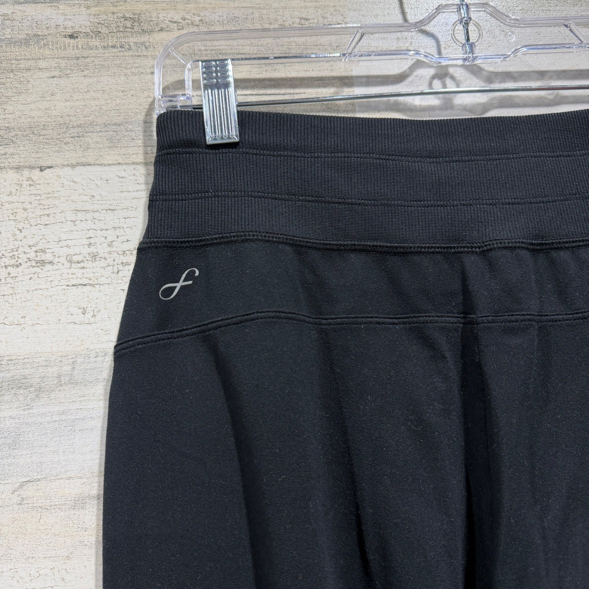 Freely High Waisted Jogger Pants Women S Black Polyester Spandex Athleisure EUC3
