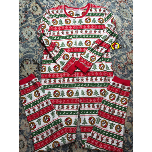 Buc-ee's Christmas Union Suit Pajamas Adult Large Red Green Fair Isle NWT0