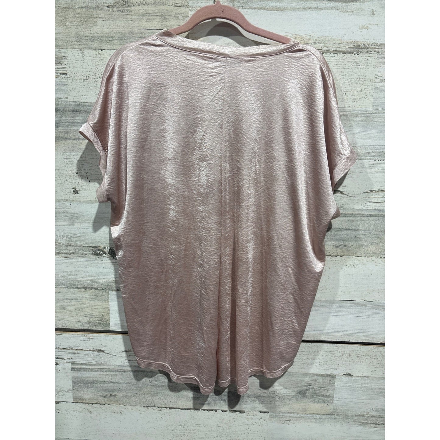 Gaudie V-Neck Blouse Womens Large Rose Gold Metallic Shimmer Glam EUC1