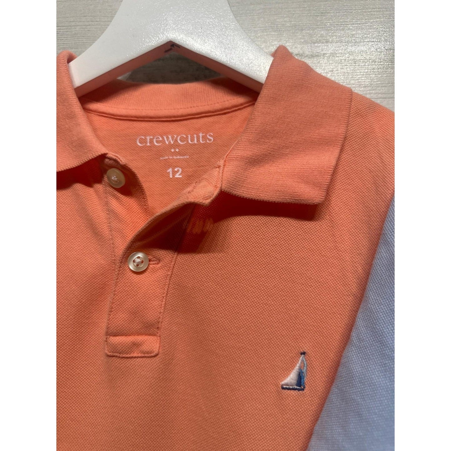 Crewcuts Polo Shirt Boys 12 Blue Orange Nautical Sailboat Anchor Preppy EUC1
