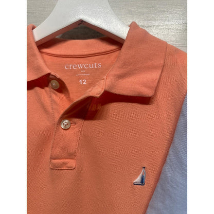 Crewcuts Polo Shirt Boys 12 Blue Orange Nautical Sailboat Anchor Preppy EUC1