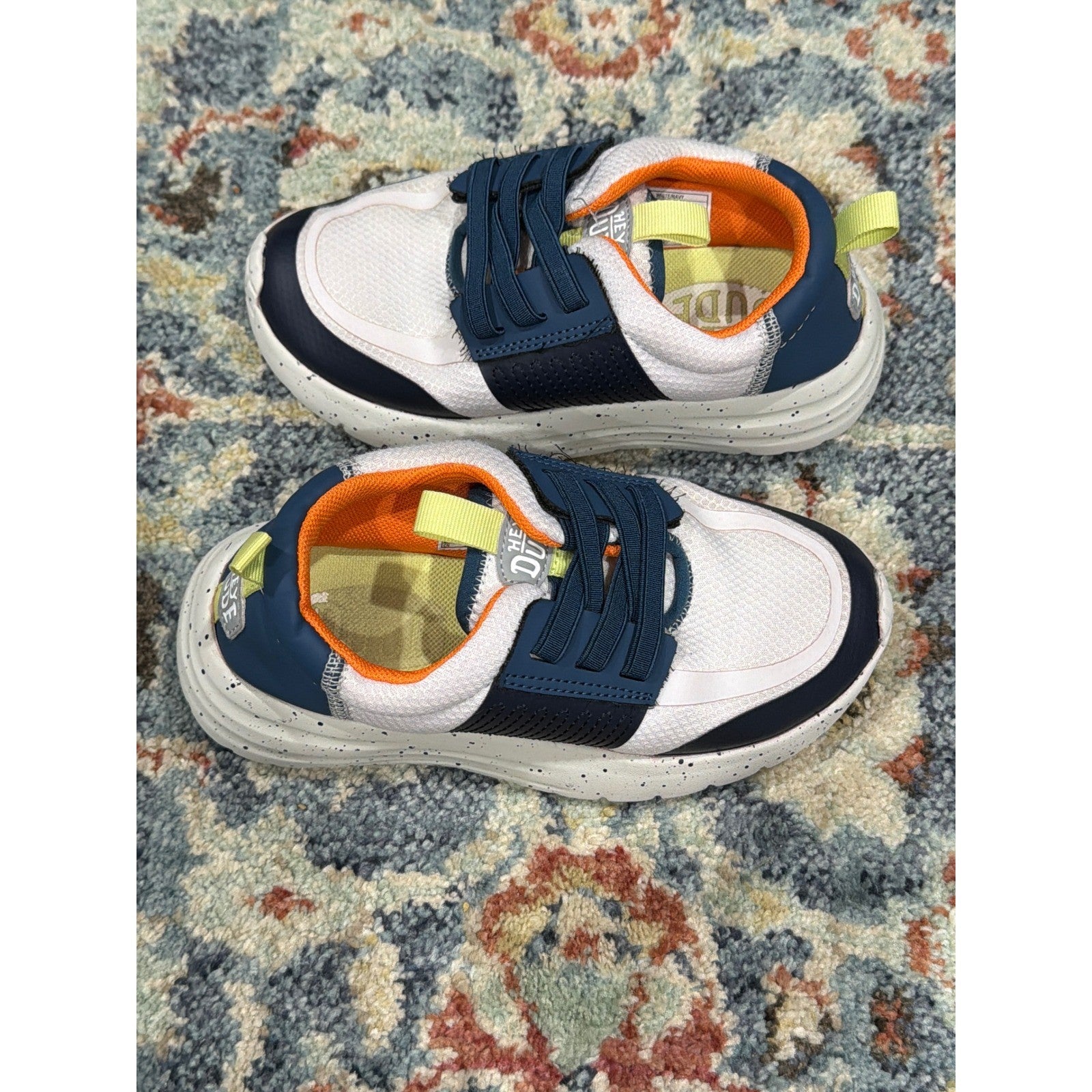 Hey Dude Sirocco Sneakers Boys C13 White Navy Orange Sporty EUC0