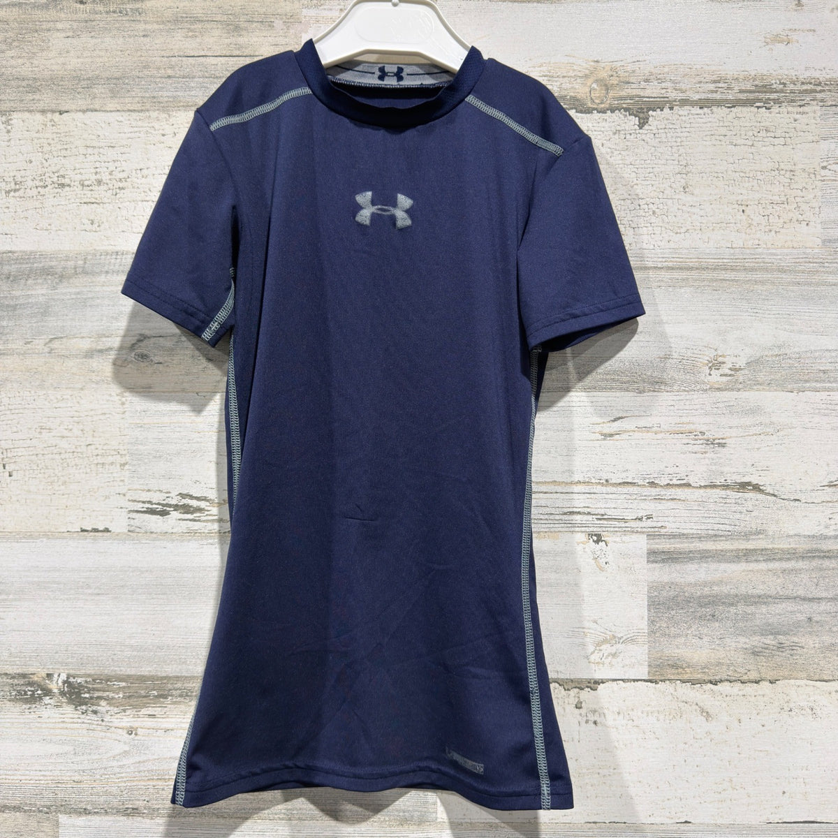 Under Armour Shirt Boys XS Blue HeatGear Compression Athletic *Flawed0