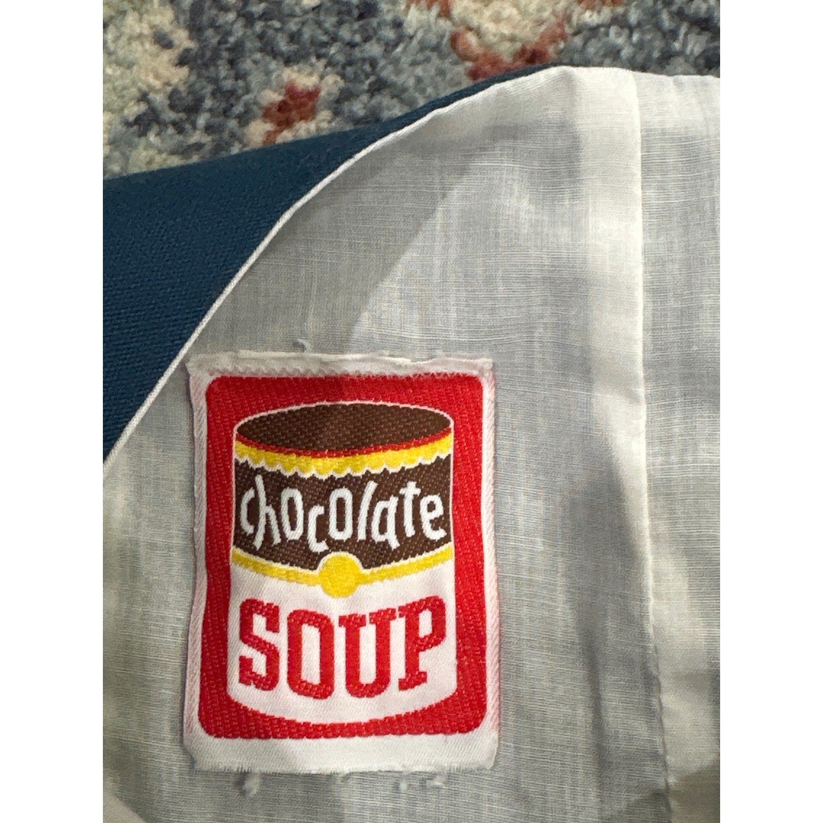 Vintage Chocolate Soup Romper Baby Boys Large 6-12M Blue Nature VTG Applique1