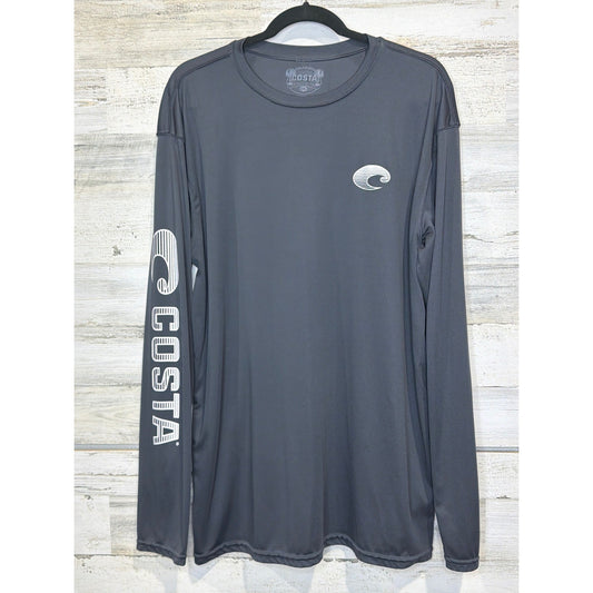 Costa Del Mar Performance Shirt Men XXL Gray Long Sleeve Rashguard Fishing EUC0