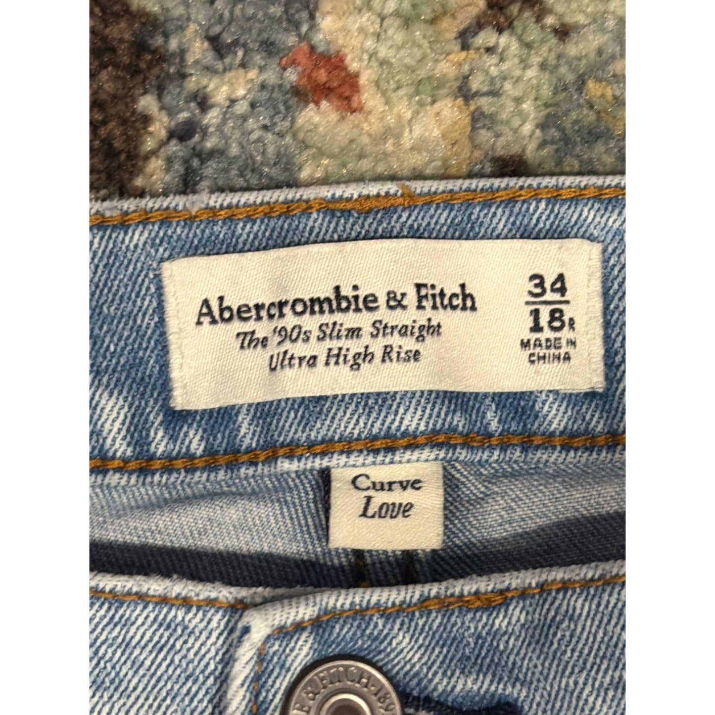 Abercrombie & Fitch 90s Slim Straight Jeans Women 18R Light Blue Curve Love EUC2