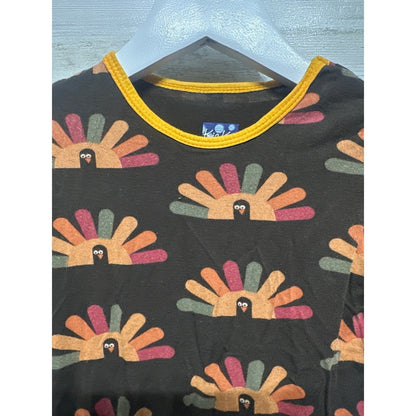 Kickee Pants Pajama Set Kids 4T Brown Turkey Print Bamboo Holiday1