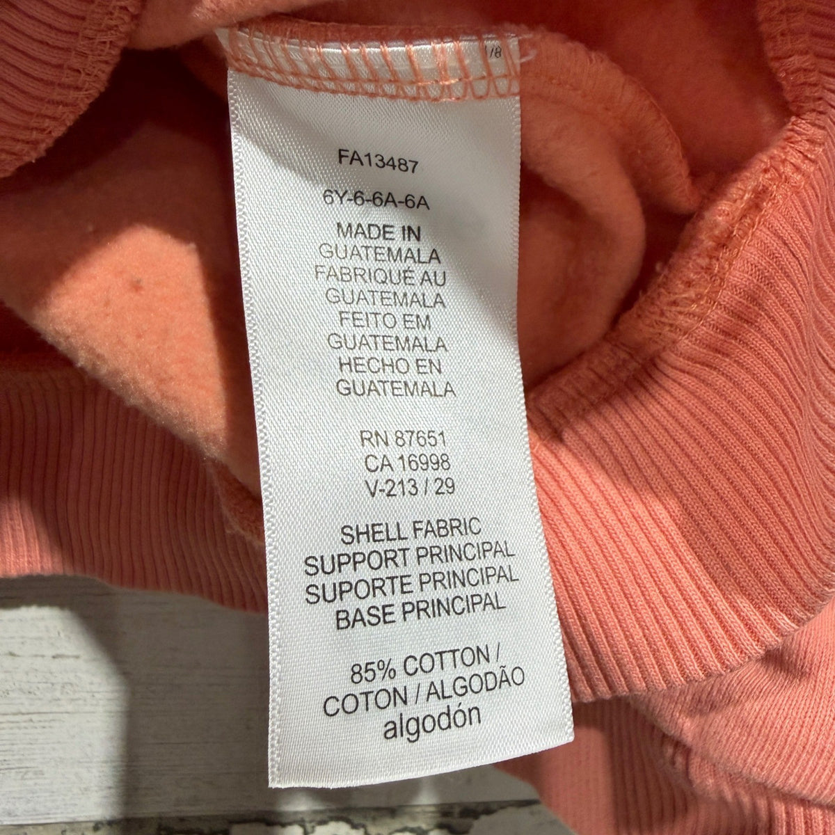 Lacoste Big Croc Logo Sweatshirt Girls Size 6 Peach Preppy EUC3