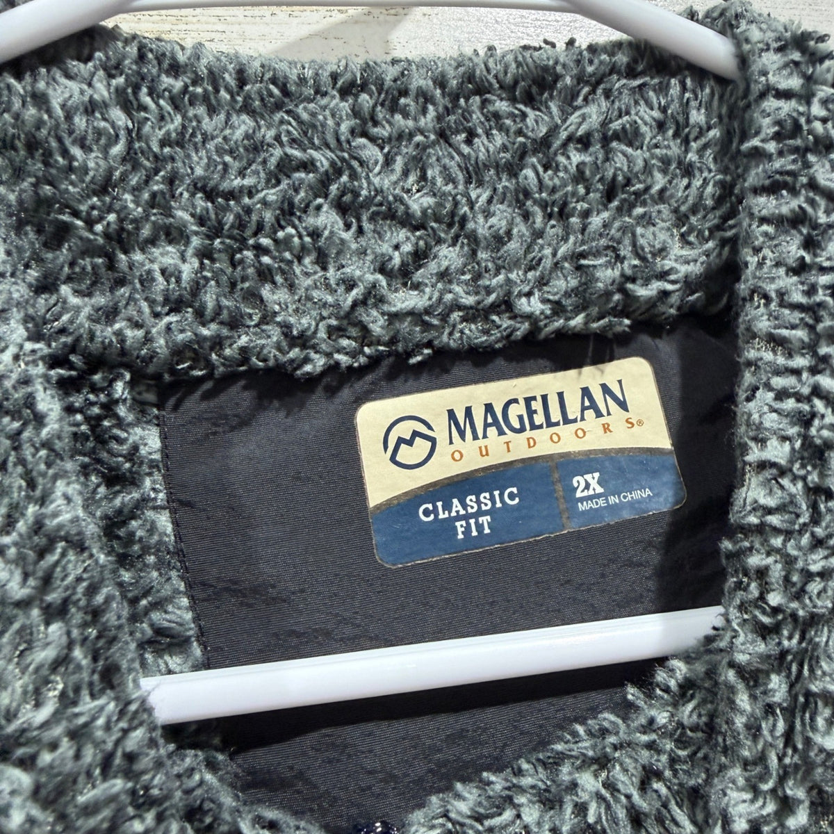Magellan Outdoors Fleece Pullover Men 2X Black Grey Sherpa EUC2