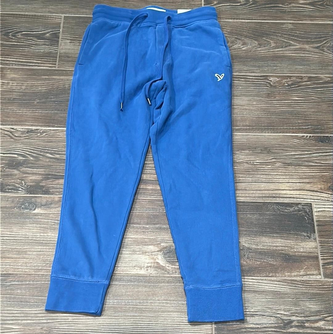 American Eagle Joggers Mens XS Blue Fleece Drawstring Sweatpants NWT0