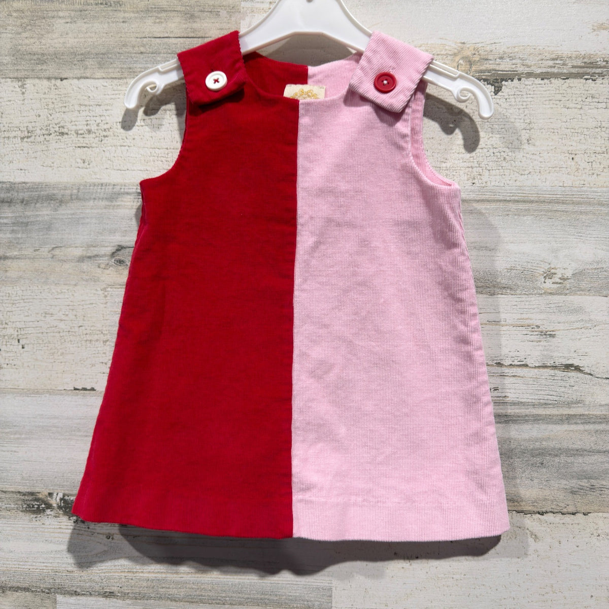 The Beaufort Bonnet Company Jumper Dress Girls 3T Red Pink Corduroy Classic EUC0