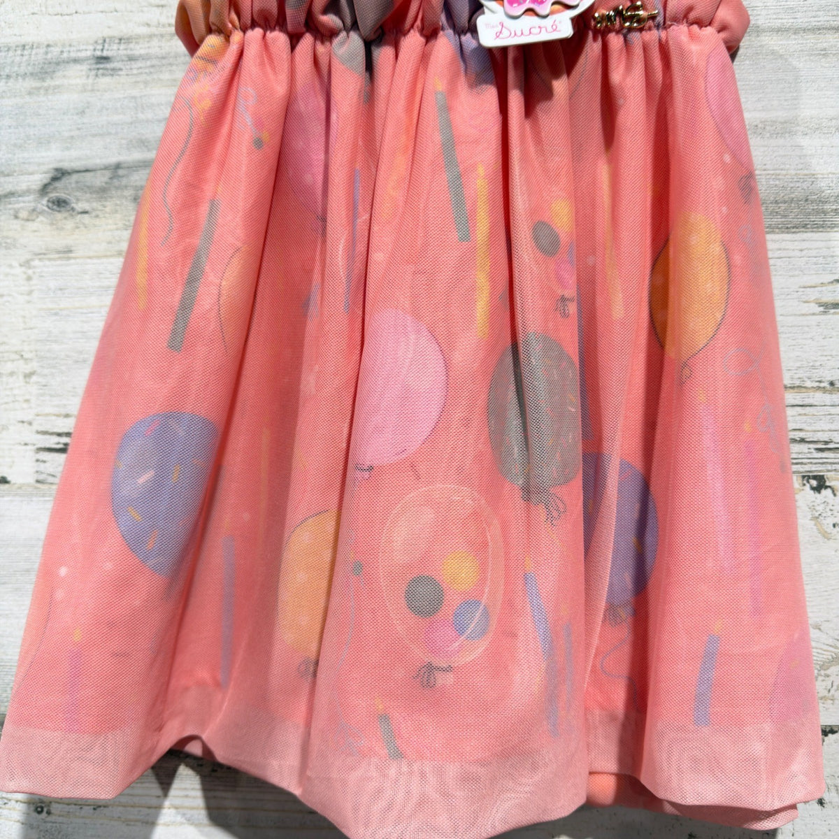 Mon Sucre Balloon Print Dress Girls Size 1 (12m) Pink Mesh Party Whimsical NWT2