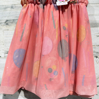 Mon Sucre Balloon Print Dress Girls Size 1 (12m) Pink Mesh Party Whimsical NWT2