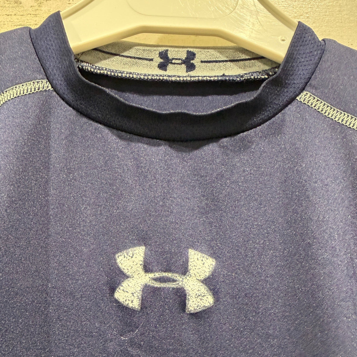 Under Armour Shirt Boys XS Blue HeatGear Compression Athletic *Flawed1