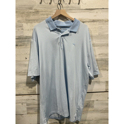 Onward Reserve Polo Shirt Men XXL Light Blue Striped Performance Golfcore EUC0