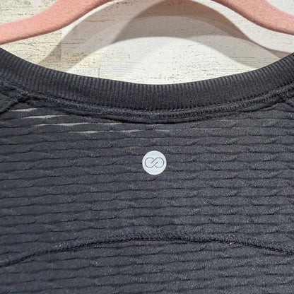 CALIA Renew Tee Women XL Pure Black Textured Wicking Activewear NWT6