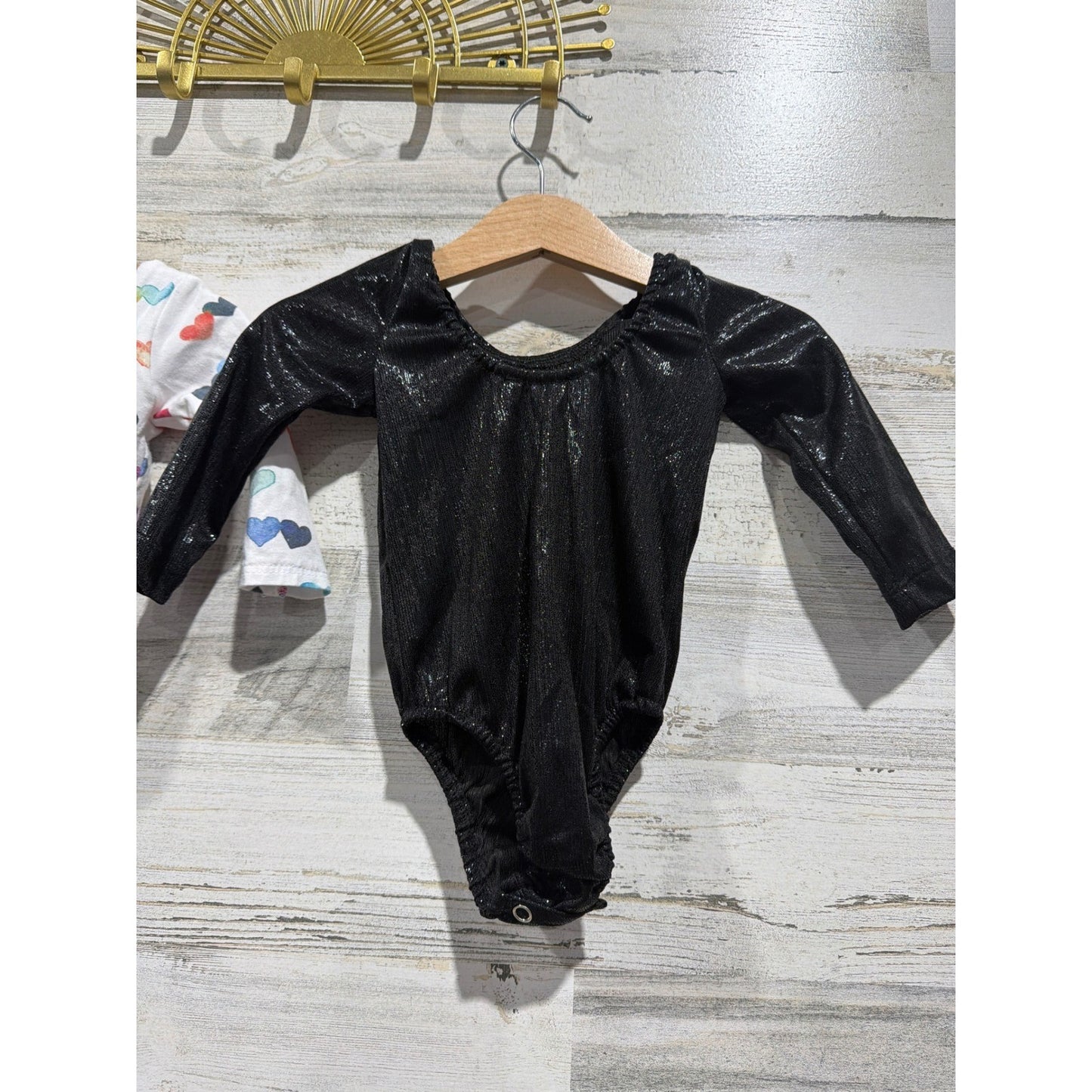 Leotards Girls 6-9M Black White Hearts Balletcore EUC5