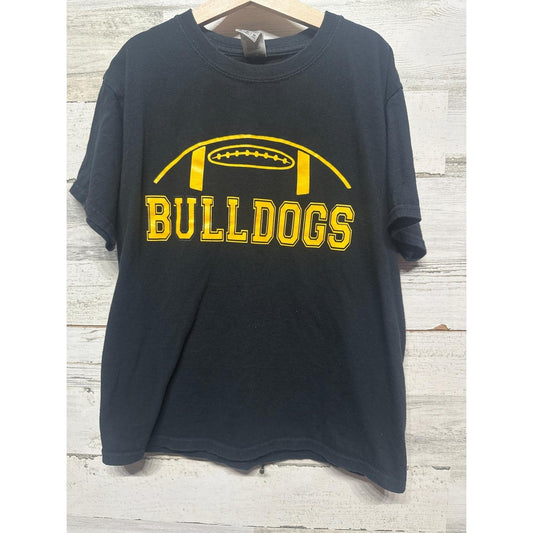 Gildan Bulldogs Graphic T-Shirt Boys M 8-10 Black Football Sports EUC0