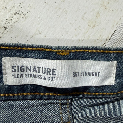 Signature Levi Strauss S51 Straight Jeans Men 32x30 Blue Cotton Blend Casual EUC6