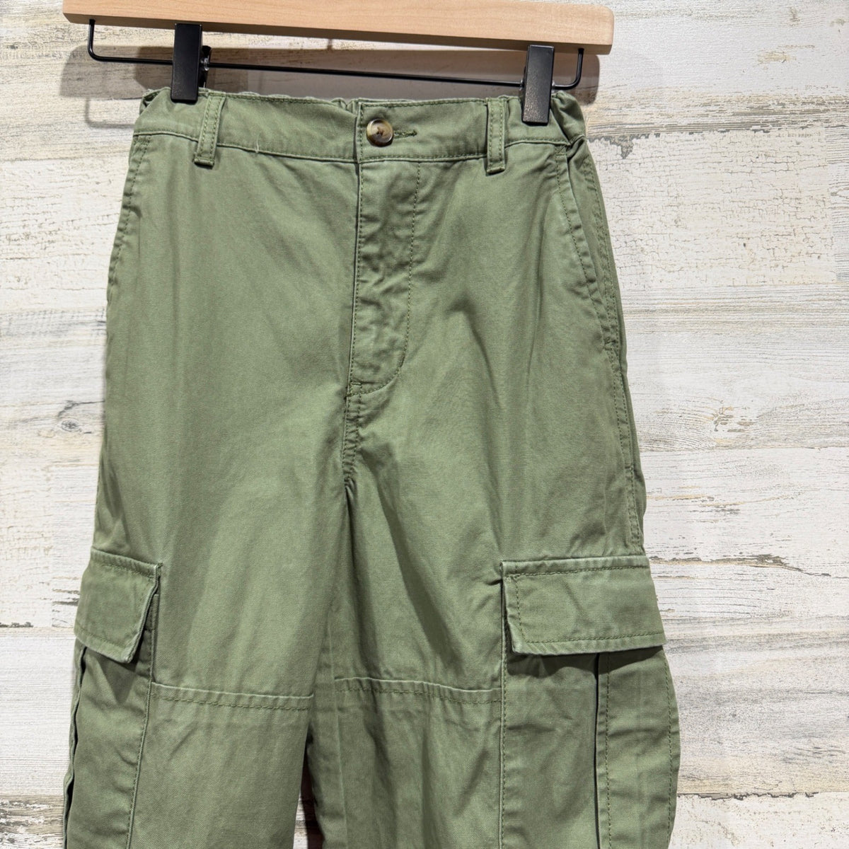 Old Navy Cargo Pants Boys 12 Slim Green Baggy Utility EUC1