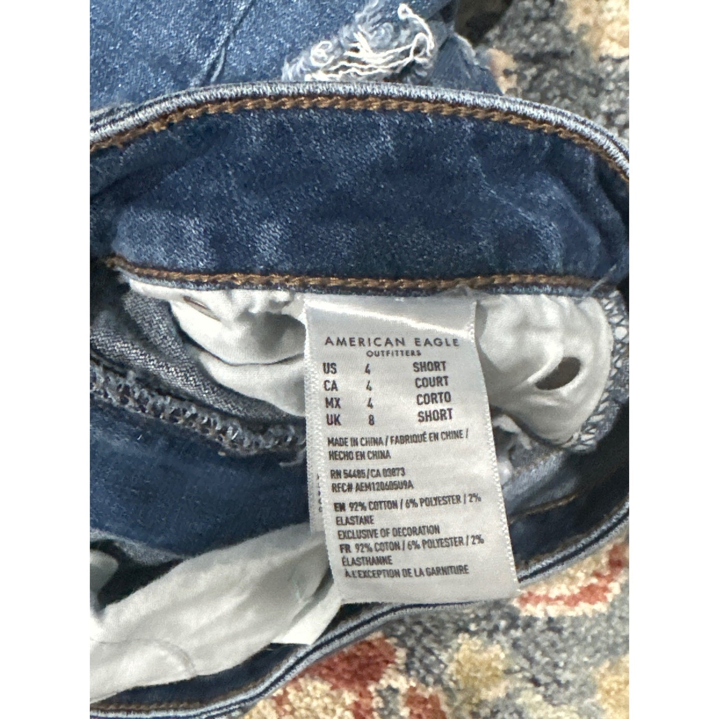 American Eagle Super Hi-Rise Jegging Women 4 Short Blue Distressed Jeans4