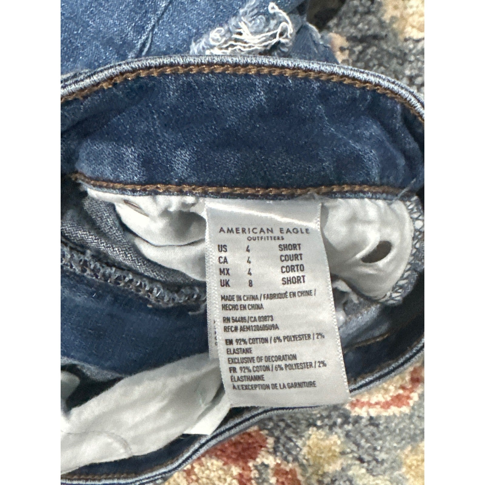 American Eagle Super Hi-Rise Jegging Women 4 Short Blue Distressed Jeans4