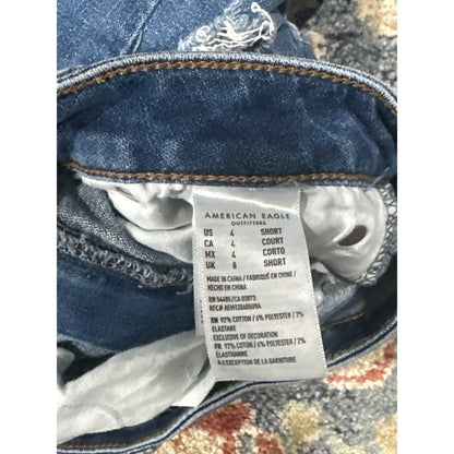 American Eagle Super Hi-Rise Jegging Women 4 Short Blue Distressed Jeans4