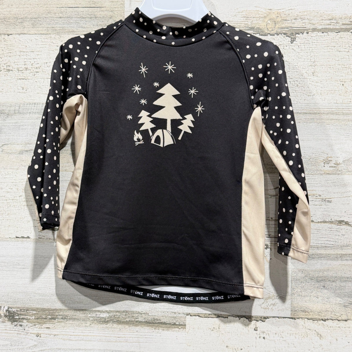 Stonz Sun Shirt Kids 3T Black Night Camper Polka Dot Outdoors NWT0