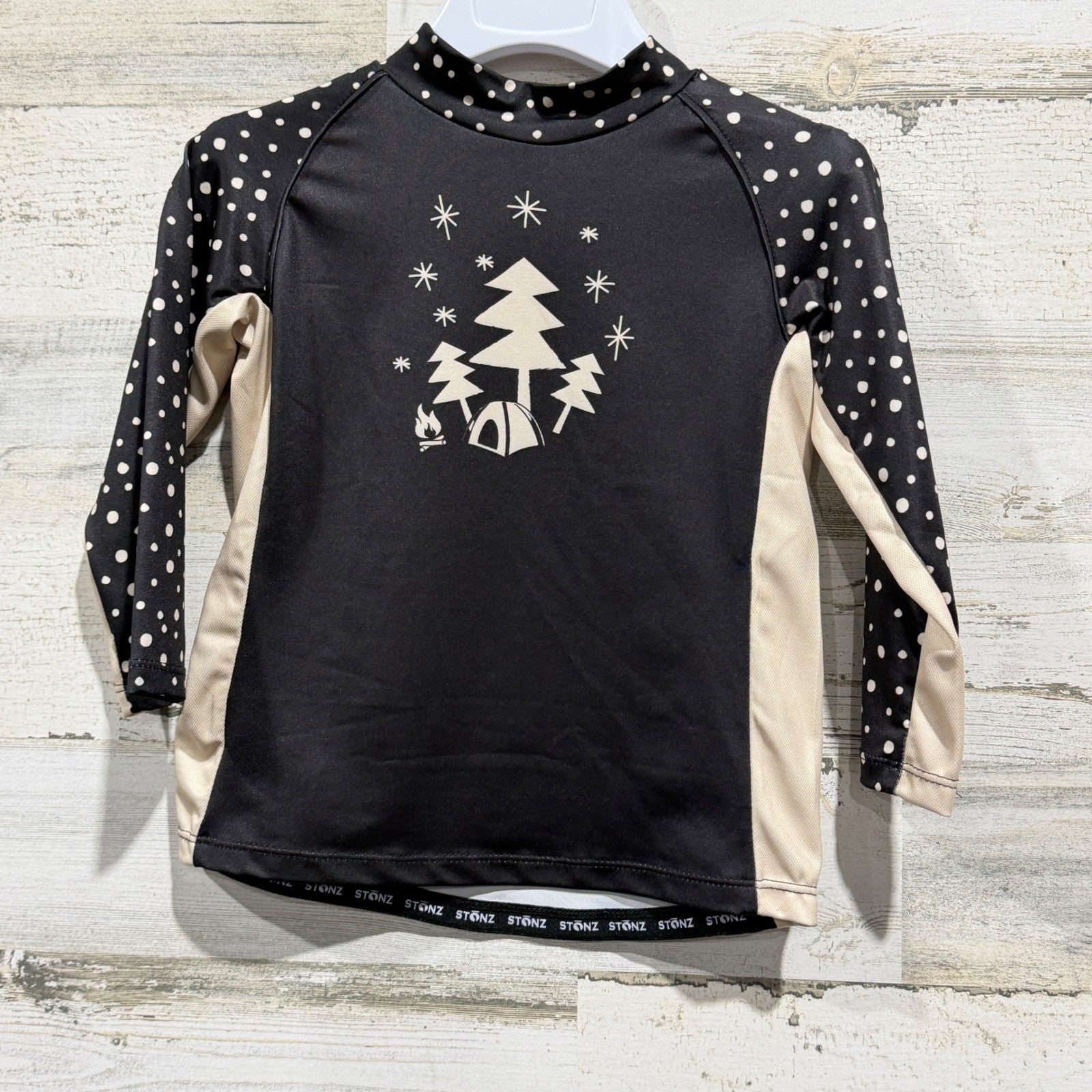 Stonz Sun Shirt Kids 3T Black Night Camper Polka Dot Outdoors NWT0