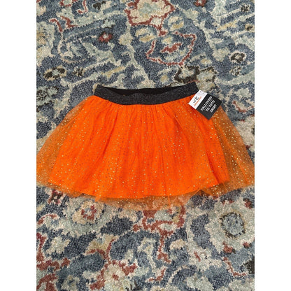 Way to Celebrate Halloween Tutu Skirt Girls 2T Orange Glitter Tulle NWT0