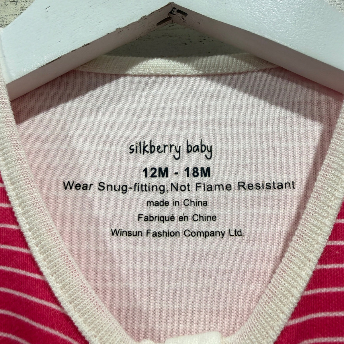 Silkberry Baby Footie Kids 12-18M Pink Candy Cane Stripe Organic Cotton NWT2