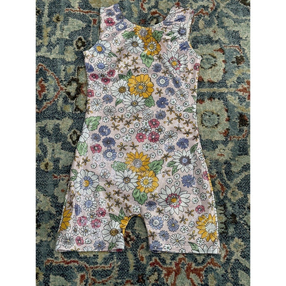 Floral Unitard Girls 8 Pink Daisy Shimmer Glitter Dancewear EUC0