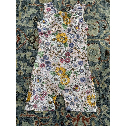 Floral Unitard Girls 8 Pink Daisy Shimmer Glitter Dancewear EUC0