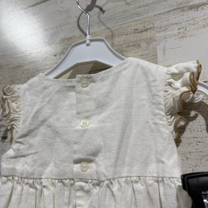 Edgehill Collection Smocked Dress Set Girls 18M Cream Linen Cotton Heirloom EUC8