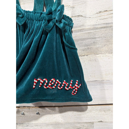 Suspender Skirts Girls 5T Burgundy Green Velvet Corduroy EUC3