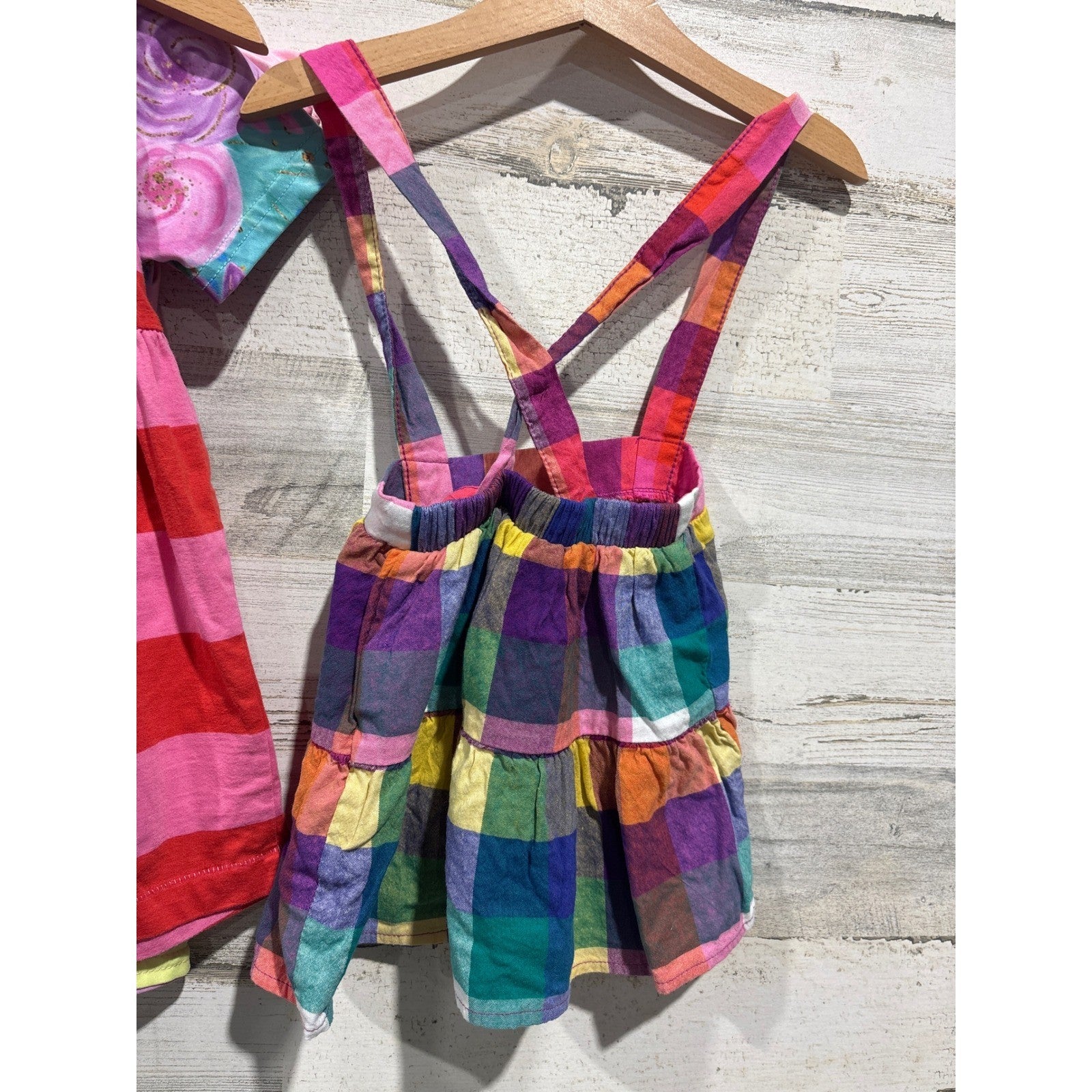Boutique Dress Bundle Girls 2T Multicolor Rainbow Floral Plaid Pom Pom8
