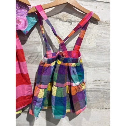 Boutique Dress Bundle Girls 2T Multicolor Rainbow Floral Plaid Pom Pom8