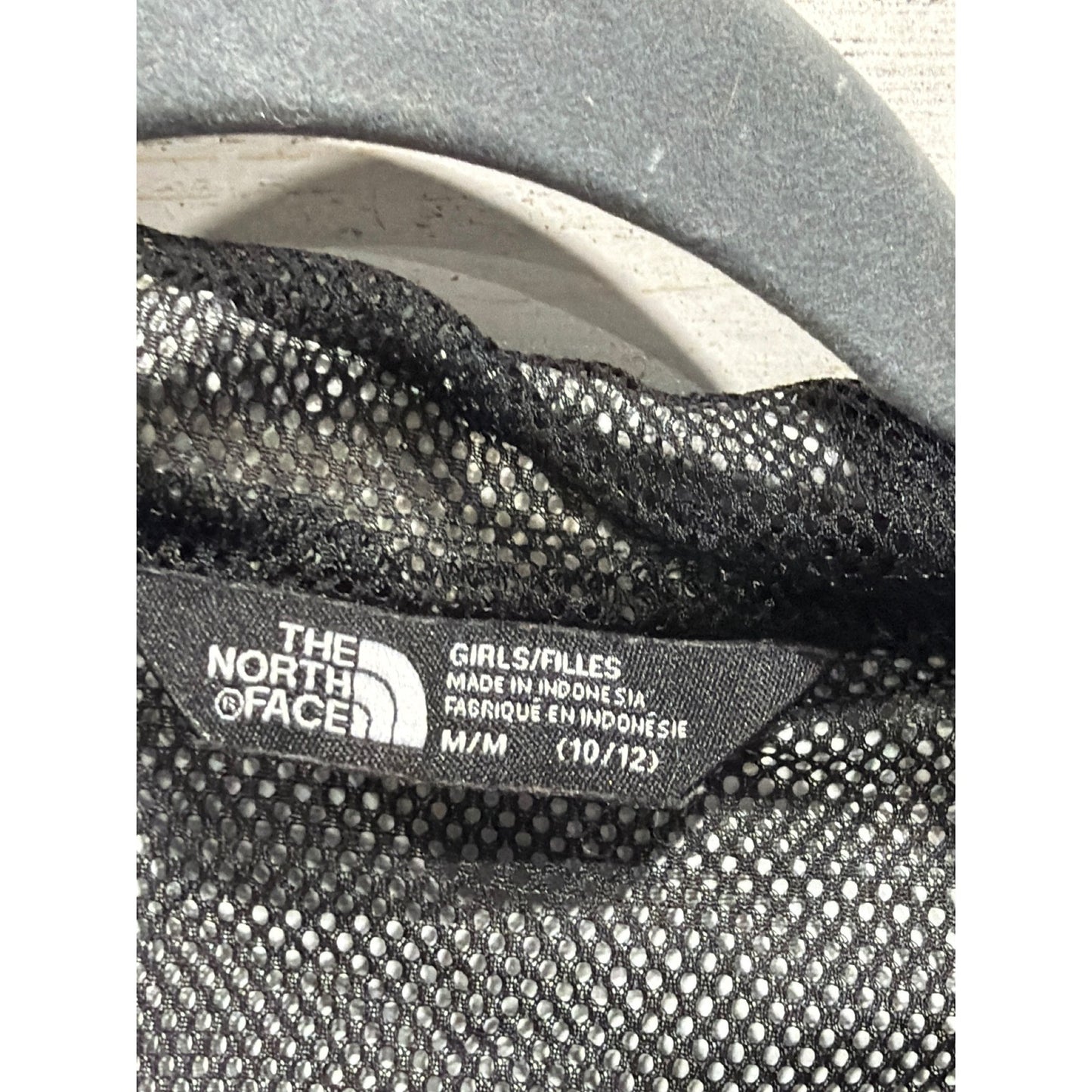 The North Face Rain Jacket Girls M 10/12 Grey Geometric DryVent Gorpcore EUC3
