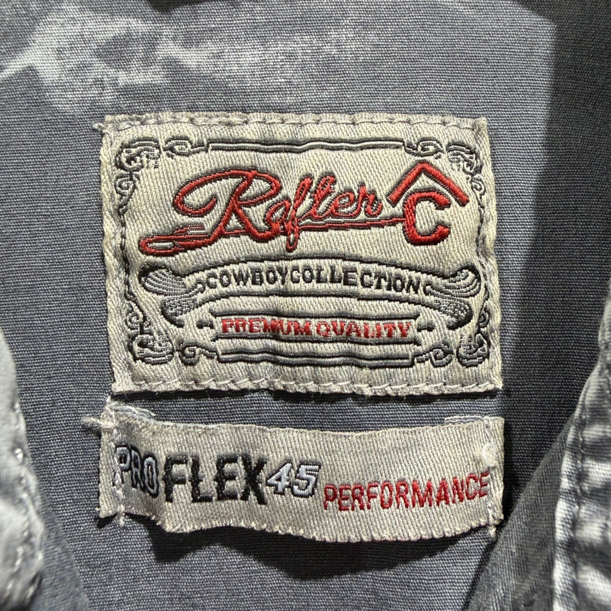 Rafter C Western Shirt Boys Small Gray Pro Flex 45 Pearl Snap Cowboy EUC1