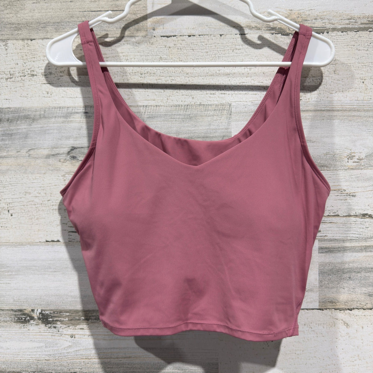 Crop Tank Women XXL Pink V-Neck Built-in Bra Activewear EUC1