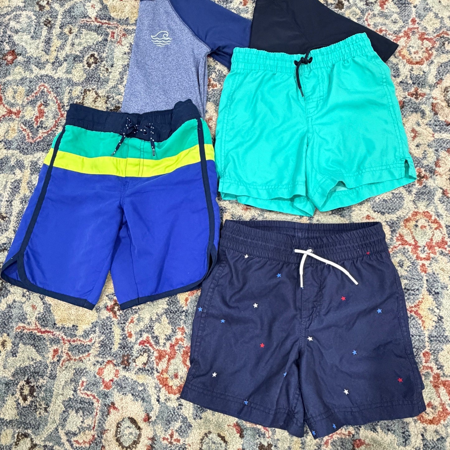 Old Navy Art Class OshKosh Boys Size 6-7 Bundle Swim Rash Guard Trunks Lot EUC1