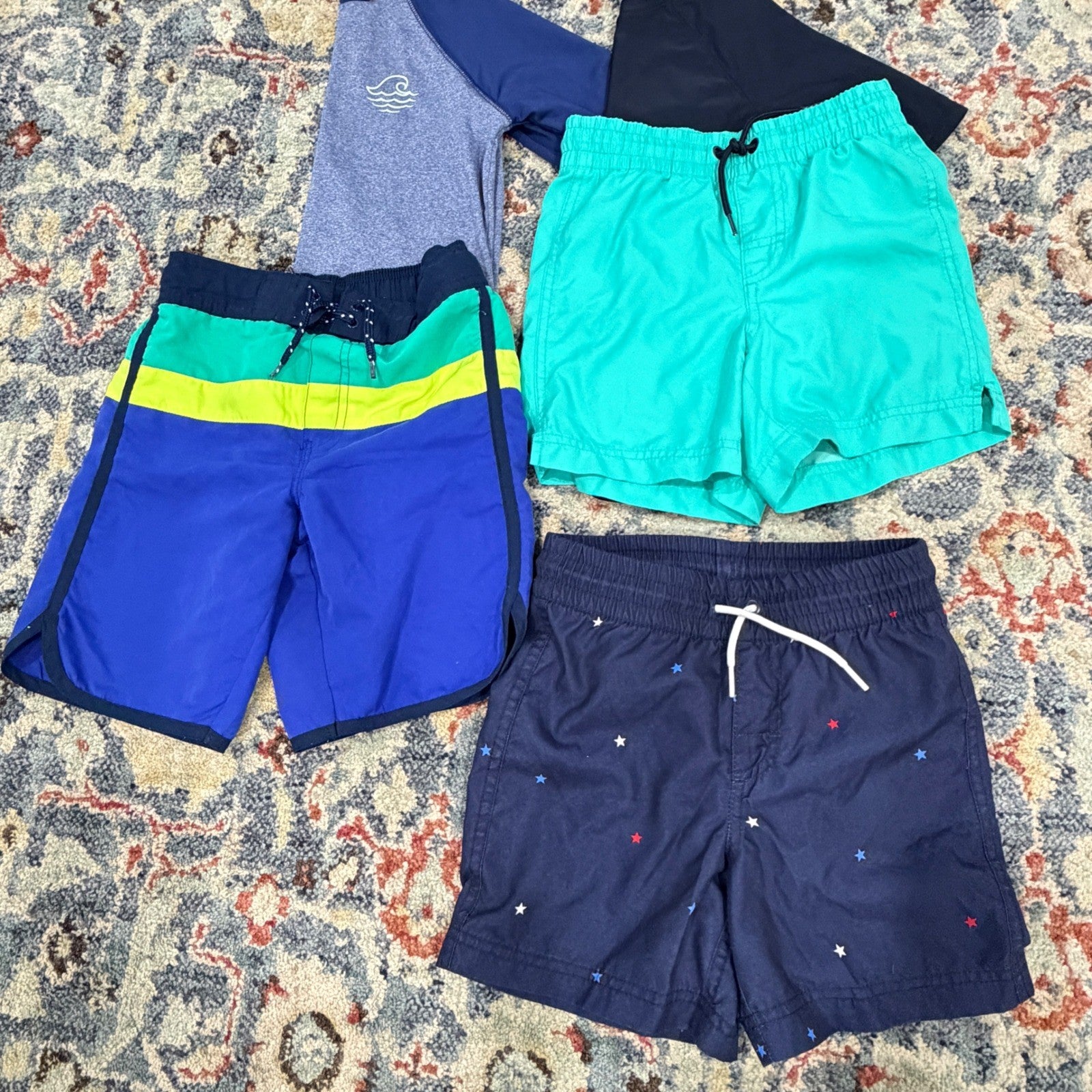 Old Navy Art Class OshKosh Boys Size 6-7 Bundle Swim Rash Guard Trunks Lot EUC1
