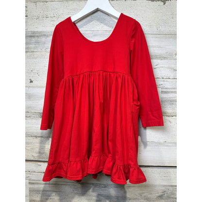 Serendipity Peter Pan Collar Dress Girls Kids 5 Red Ruffle Long Sleeve EUC1