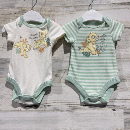 Disney Baby Lion King Simba Bodysuit 2Pack Newborn Green Cotton Blend Safari EUC0