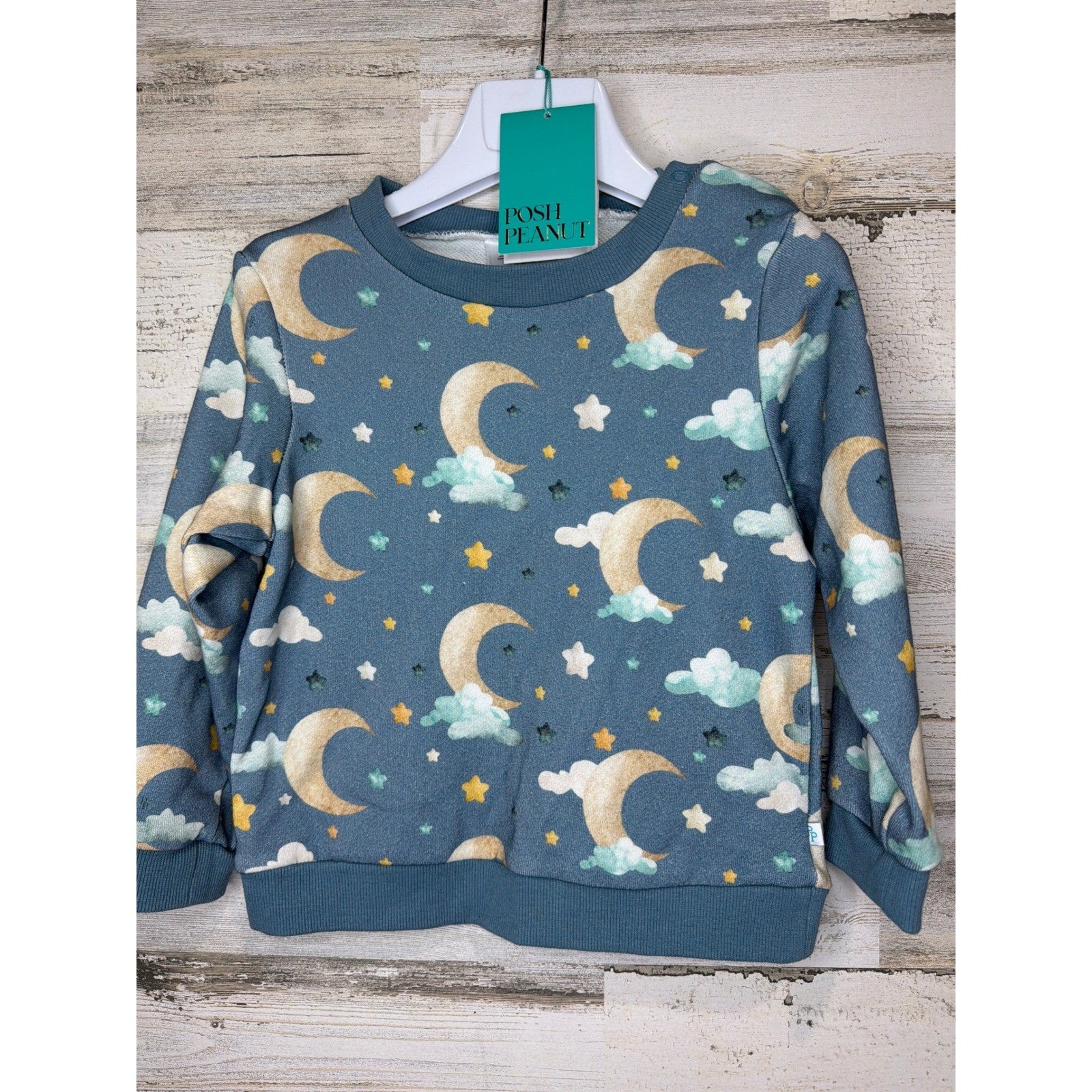 Posh Peanut Sweatshirt Kids 4T Blue Moon Star Celestial Bamboo Core NWT0